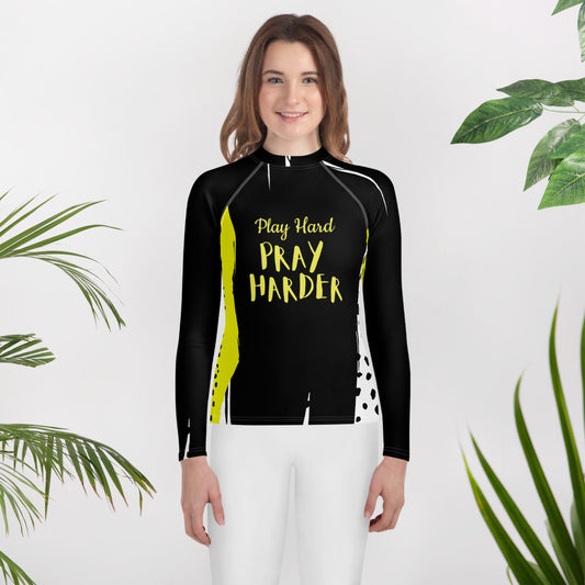 Pray Harder Youth Rash Guard