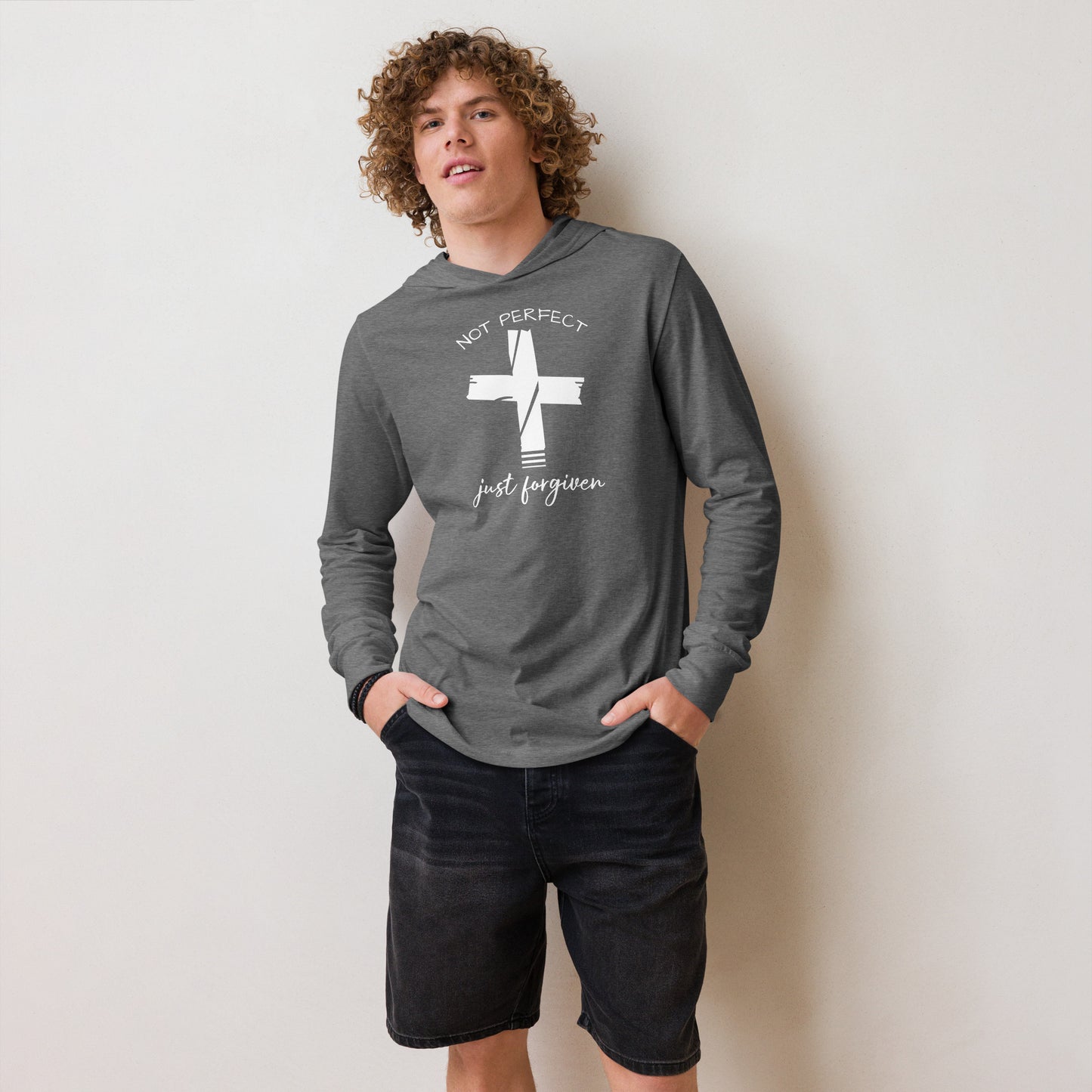 Not Perfect Hooded long-sleeve tee