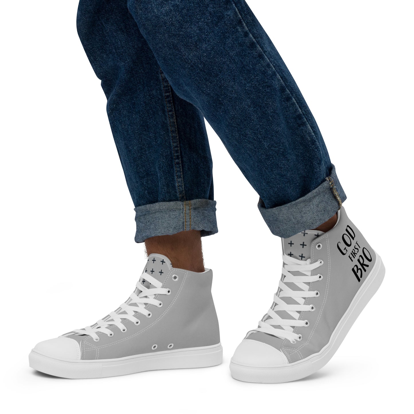 GOD FIRST BRO Men’s high top canvas shoes