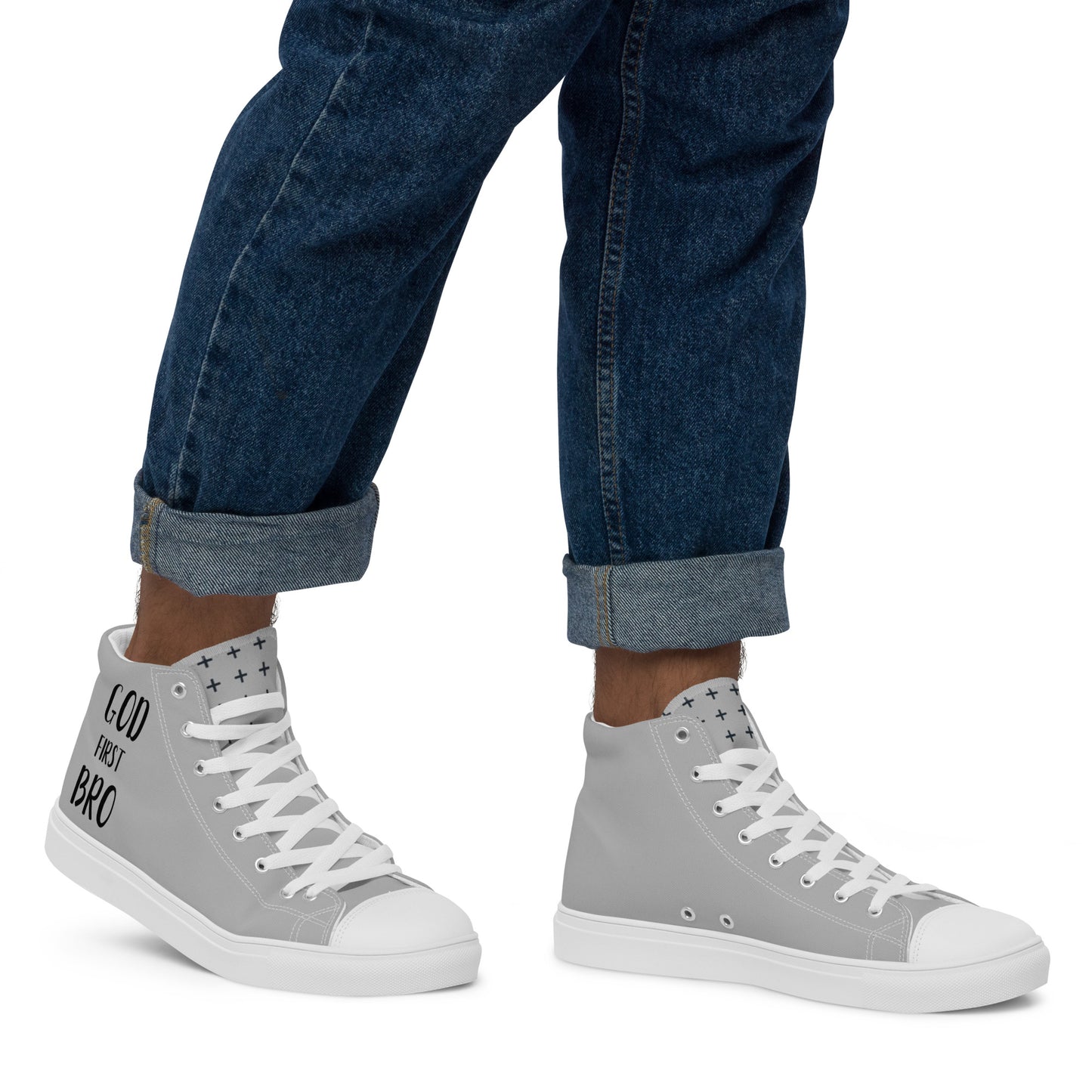 GOD FIRST BRO Men’s high top canvas shoes