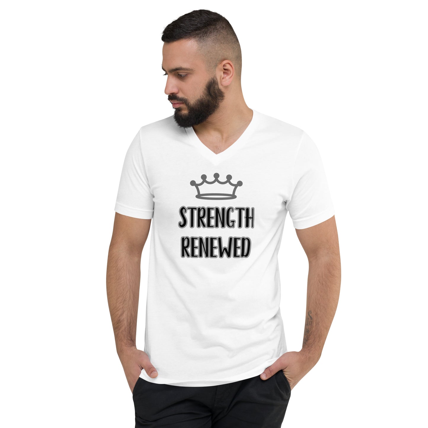 Strength Renewed Signature Unisex Short Sleeve V-Neck T-Shirt